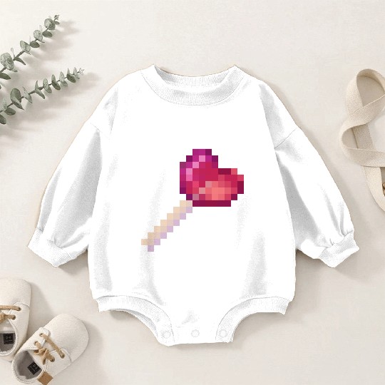 Pixel Art Sprite Cute Heart Lollipop Baby Romper Sweatshirts