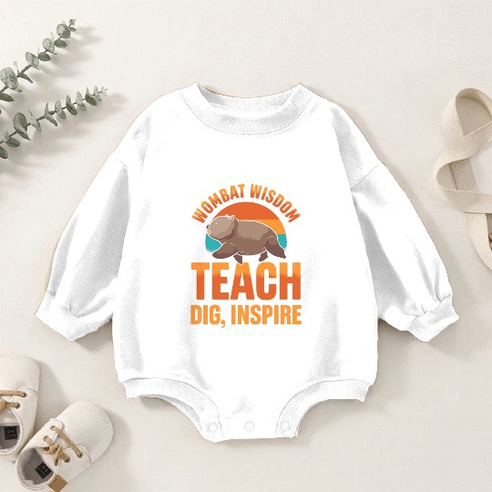 Wombat Wisdom: Teach, Dig, Inspire Wombat Teacher Baby Romper Sweatshirts