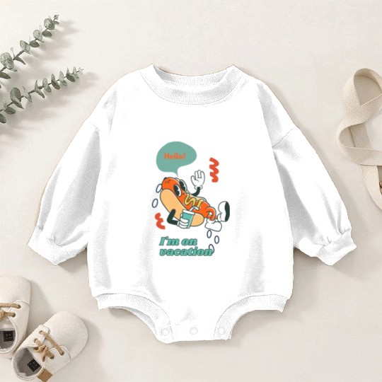 Cute funny joyful Relaxed Vacation Hot Dog Baby Romper Sweatshirts