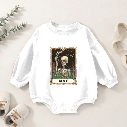 May Gothic Tarot Card - Lily of the Valley & Skele Baby Romper Sweatshirts