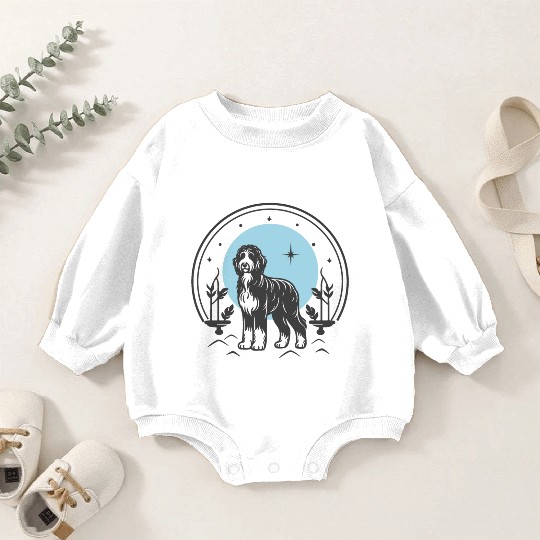 Bernedoodle Tarot Card Dog | Celestial and Starsee Baby Romper Sweatshirts