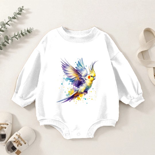 Cockatiel in Flight Baby Romper Sweatshirts