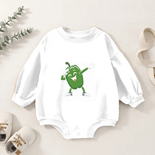 Green Bell Pepper Dabbing Baby Romper Sweatshirts