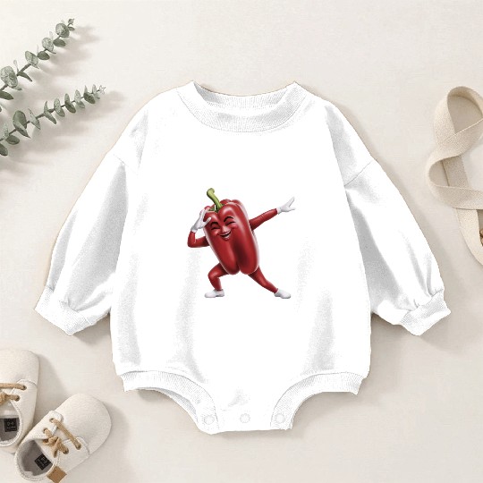 Red Bell Pepper Dabbing Realistic Baby Romper Sweatshirts