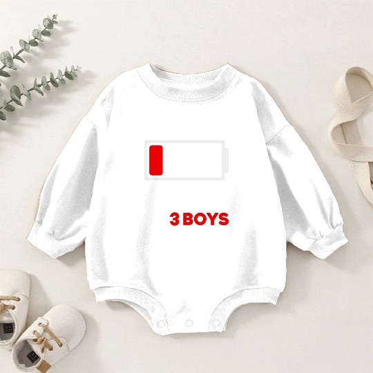 Tired Mom Of 3 Boys Low Battery Baby Romper Sweatshirts