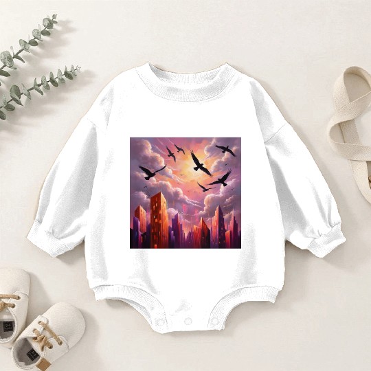 Geometric Twilight City Baby Romper Sweatshirts