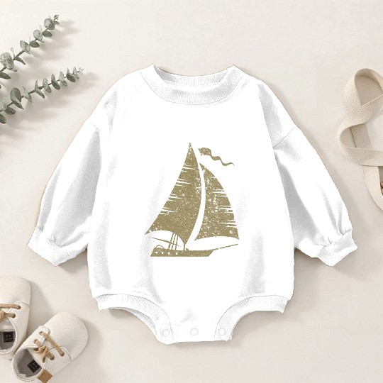Minimalist Sailing Boat Sea Yacht Silhouette Baby Romper Sweatshirts