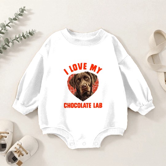 Brown Labrador I LOVE MY CHOCOLATE LAB Owners Baby Romper Sweatshirts