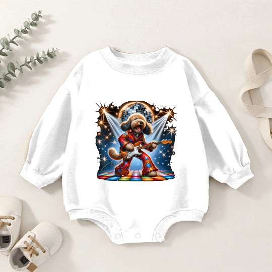 Disco Guitar Whoodle dog Baby Romper Sweatshirts