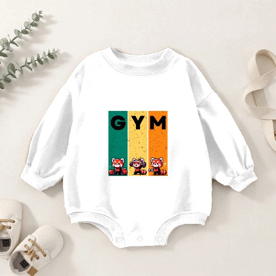 gym red panda funny workout Baby Romper Sweatshirts