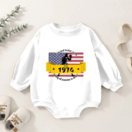 50th birthday Alive and kickin since 07/1974 Baby Romper Sweatshirts