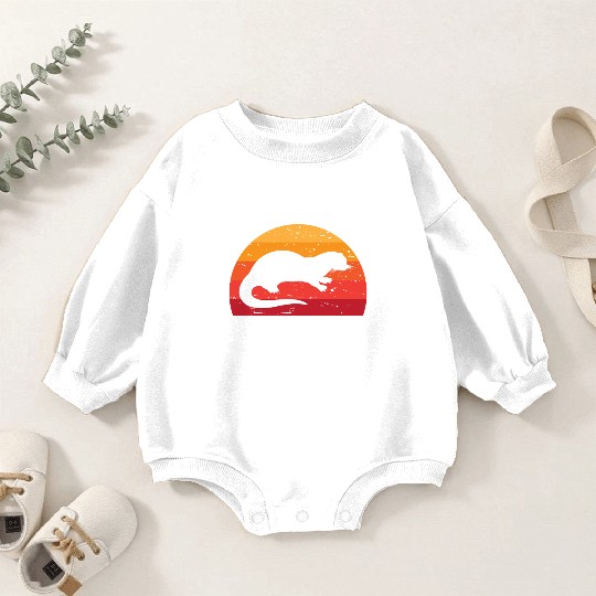 Sea Otter Sunset Retro Cute Lutra Animal Lover Fun Baby Romper Sweatshirts