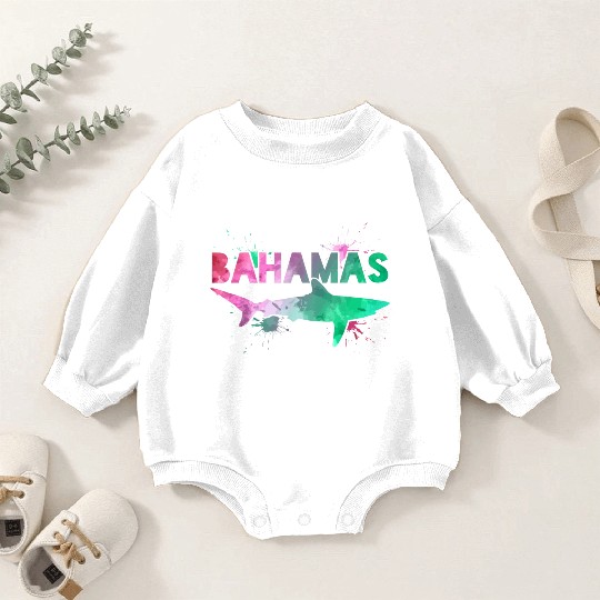 Bahamas Shark Watercolor Souvenir Baby Romper Sweatshirts