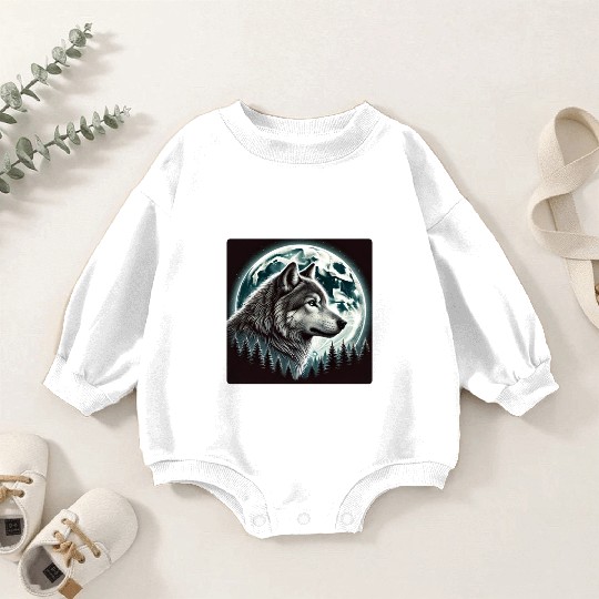Nature Moon Alpha Cute Wolf Moon nature Baby Romper Sweatshirts