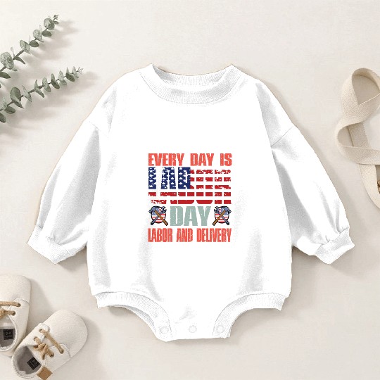 Happy Labor Day Baby Romper Sweatshirts For Labor Day Messy Bun USA