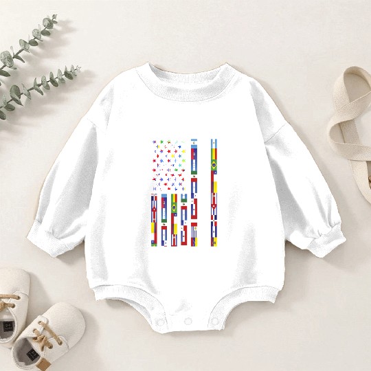 Hispanic Heritage month USA Flag all Countries Baby Romper Sweatshirts