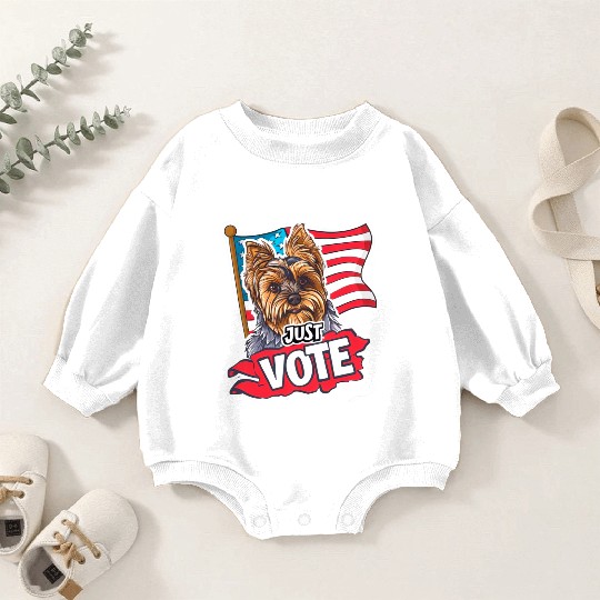 Unique American Flag Election 2024 Yorkie Gifts Baby Romper Sweatshirts