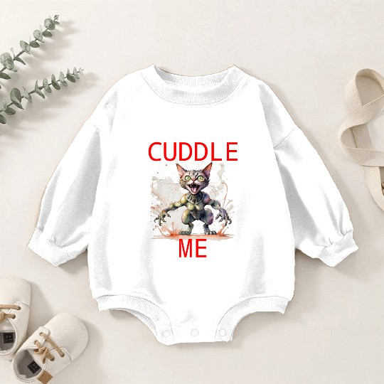 sweet alien cat meow Baby Romper Sweatshirts