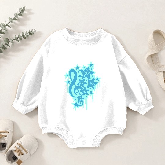 Music Clef Note Stars Graffiti Spray Flowers Sound Baby Romper Sweatshirts