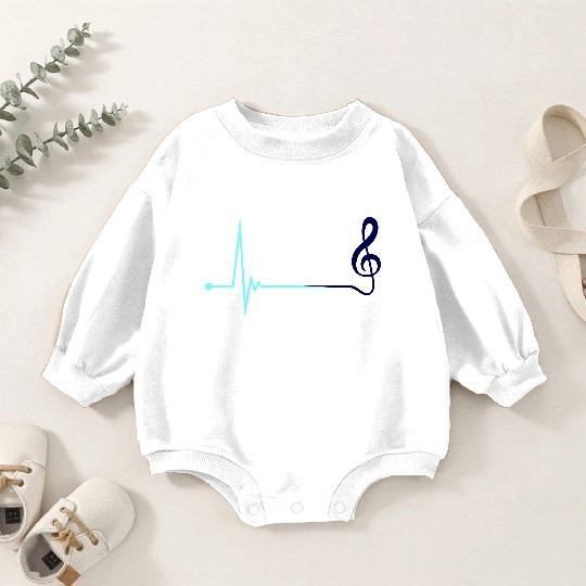 Music Clef Note Violin Treble Sound Pulse ECG Baby Romper Sweatshirts