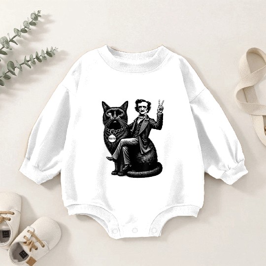 Edgar Allan Poe Riding Baby Romper Sweatshirts