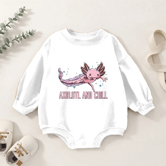 Axolotl and Chill Animal Meme Salamander Animal Pu Baby Romper Sweatshirts