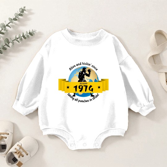 50th birthday Alive and kickin since 08/1974 Baby Romper Sweatshirts