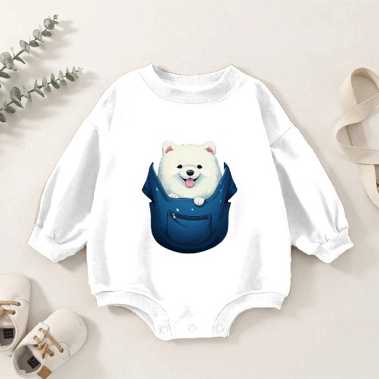Cute Samoyed Puppy Dog In Pocket Pet Lovers Gifts Baby Romper Sweatshirts
