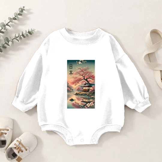 Japan church flowers design Baby Romper Sweatshirts