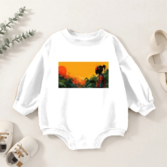 Digital Warrior: Tropical Twilight Baby Romper Sweatshirts