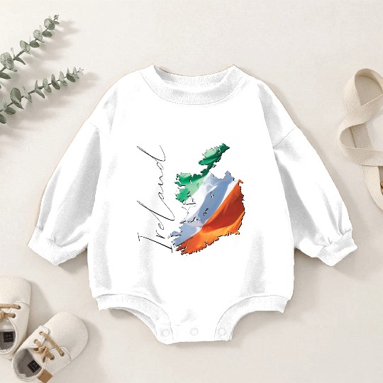 Ireland | Real Flag | Flag Map EN Baby Romper Sweatshirts