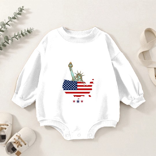 Comfort Colors USA Flag Baby Romper Sweatshirts, 4th of July Baby Romper Sweatshirts,