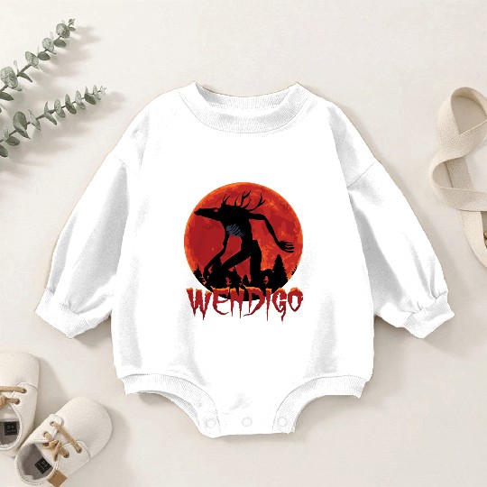 Cryptid Monsters Folk Wendigo Cryptid Creepy Baby Romper Sweatshirts