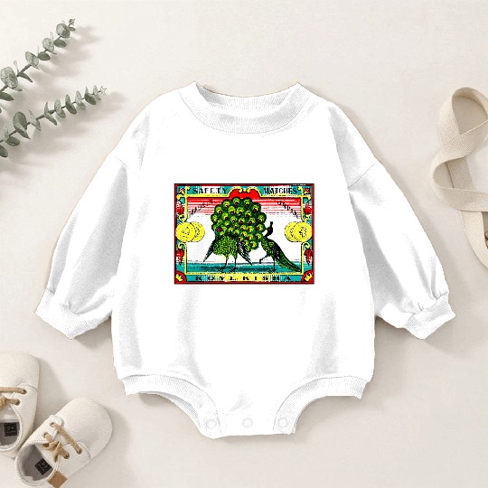 Japanese Safety Matches Matchbox Art Peacocks Baby Romper Sweatshirts