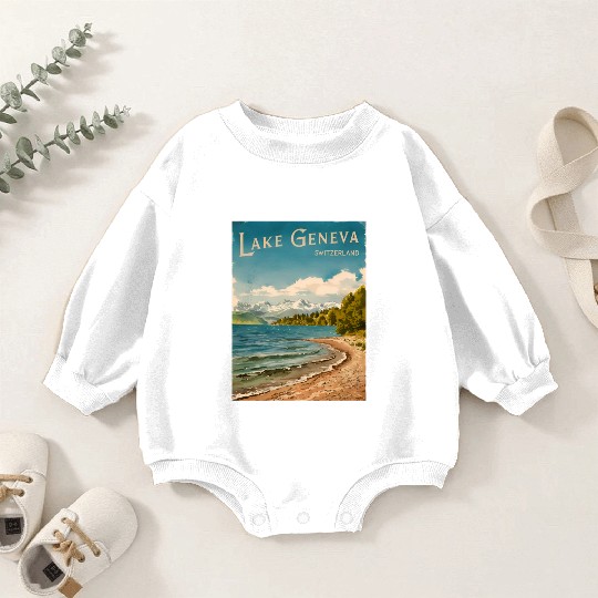 Vintage Travel Lake Geneva Switzerland Retro Baby Romper Sweatshirts