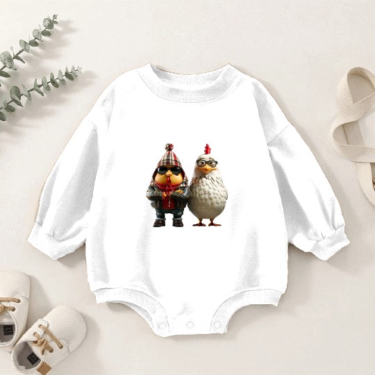 Hip chickens in cool streetwear Baby Romper Sweatshirts
