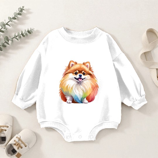 Pomeranian Watercolor Baby Romper Sweatshirts