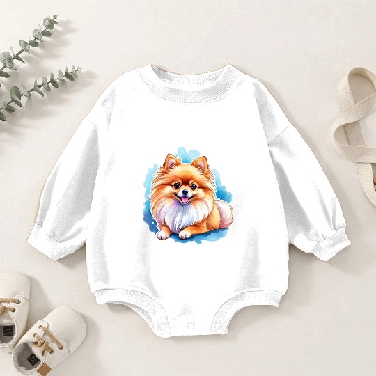 Pomeranian Watercolor Baby Romper Sweatshirts