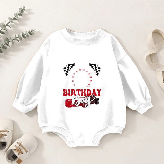 Birthday Boy 1 One Race Car 1st Birthday Racing Baby Romper Sweatshirts
