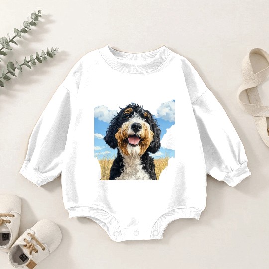Bernedoodle Field Nature Bernedoodle Watercolor 2 Baby Romper Sweatshirts