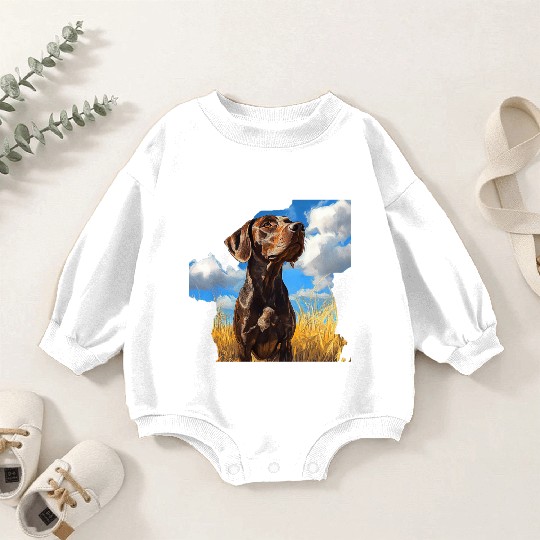 German Shorthaired Pointer Watercolor Picture Baby Romper Sweatshirts