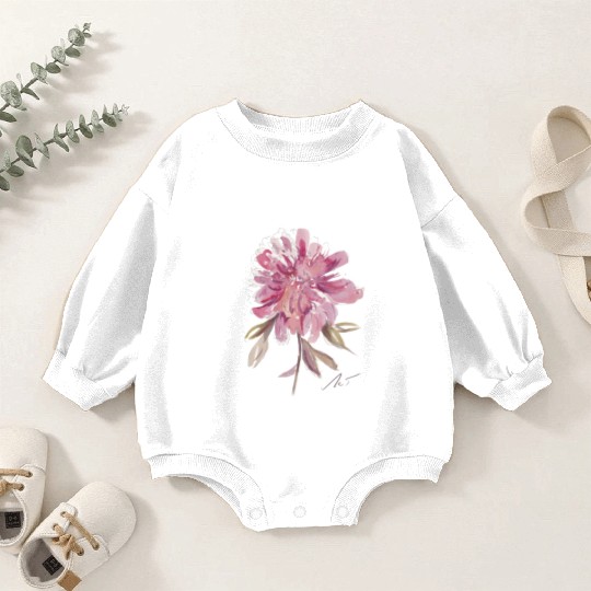 Peony loose watercolor hand-painted Baby Romper Sweatshirts