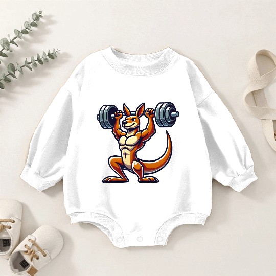 Kangaroo barbell gym fitness workout training Baby Romper Sweatshirts