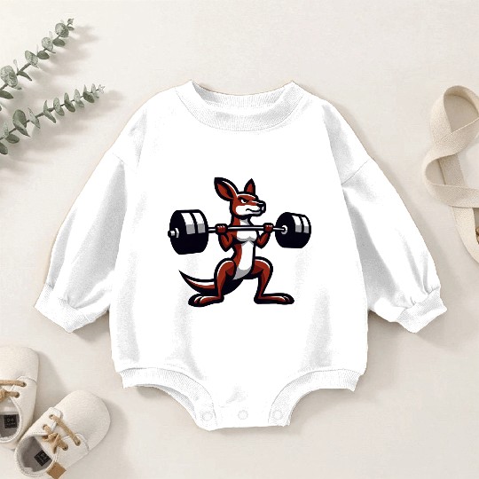 Kangaroo Barbell Dumbbell Gym Fitness Workout Baby Romper Sweatshirts