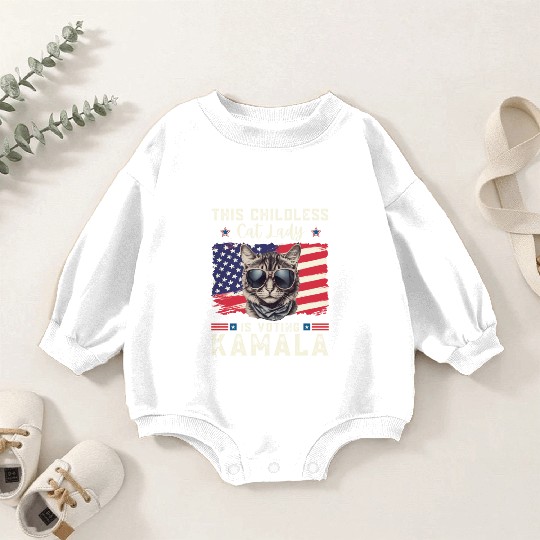 This childless Cat lady for kamala Harris 2024 Baby Romper Sweatshirts