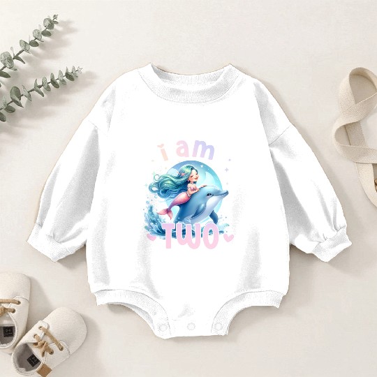 2nd Birthday Mermaid Girl Second birthday girl 2 y Baby Romper Sweatshirts