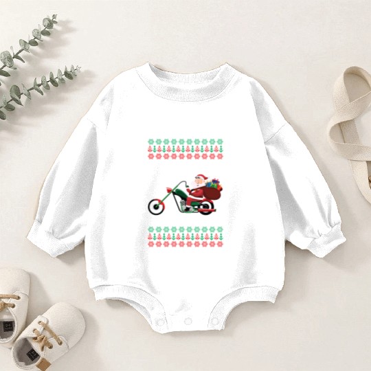 Santa Claus Motorcycle Ugly Christmas Sweater Xmas Baby Romper Sweatshirts