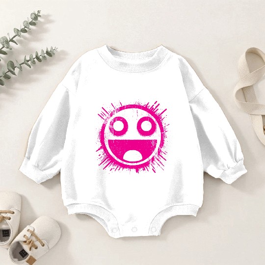 Pink Joyful Face Baby Romper Sweatshirts