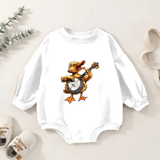 Ducks Farm Animal Farmer Bluegrass Banjo Player Baby Romper Sweatshirts