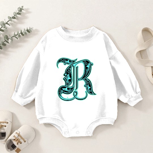 Neon Ornate Letter R Design Baby Romper Sweatshirts